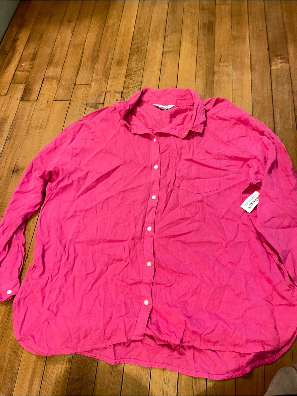 Old Navy Bright Pink The Boyfriend Shirt Button-Down